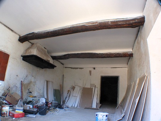 The completed ceiling of the second kitchen, which doubled as my workshop.
